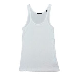 ATM Women’s White Ribbed Sleeveless Scoop Neck Tank Top Shirt